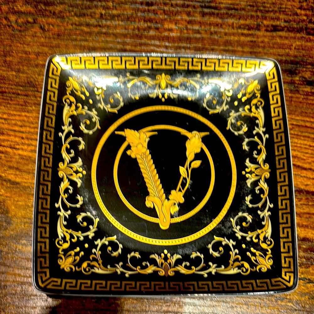 Versace Black and Gold Square small tray/ ashtray